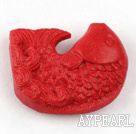 Cinnabar Beads,12*30*40mm, fish red,Sold by each.