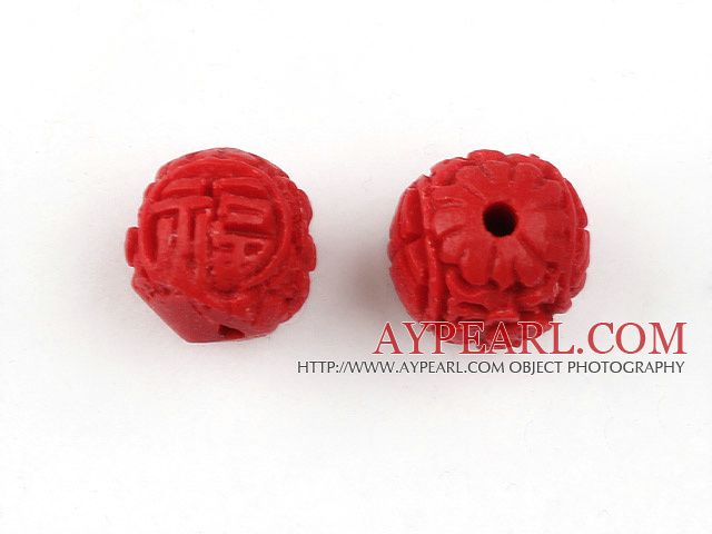 Cinnabar Beads,12mm round,Red,Sold by each.