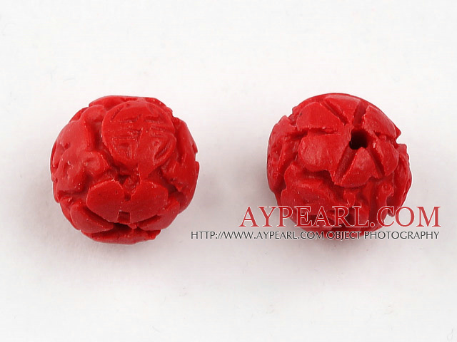 Cinnabar Beads,12mm round,Red,Sold by each.