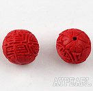 Cinnabar Beads,16mm round,Red,Sold by each.