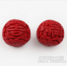 Cinnabar Beads,18mm round,Red,Sold by each.