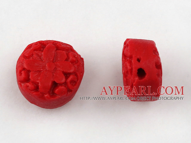 Cinnabar Beads,12mm flat round,Red,Sold by each.