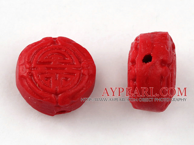 Cinnabar Beads,12mm flat round ,Red,Sold by each.