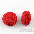 Cinnabar Beads,18mm flat round,Red,Sold by each.