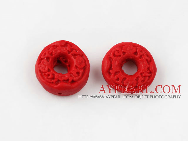 Cinnabar Beads,14mm rondelle,Red,Sold by each.
