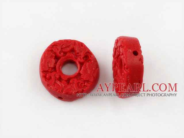 Cinnabar Beads,16mm rondelle,Red,Sold by each.