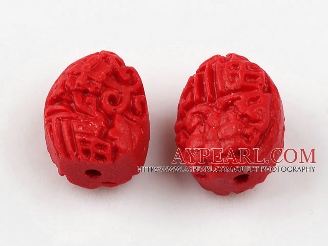 Cinnabar Beads,8*18*14mm oval,Red,Sold by each.