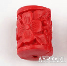 Cinnabar Beads,10*15mm column,Red,Sold by each.