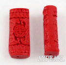 Cinnabar Beads,8*12*30mm rectangle,Red,Sold by each.