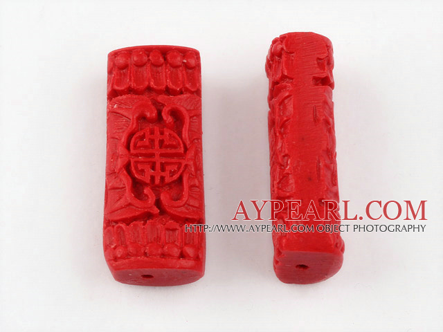 Cinnabar Beads,8*12*30mm rectangle,Red,Sold by each.