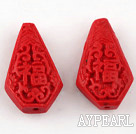 Cinnabar Beads,8*14*24mm,Red,Sold by each.