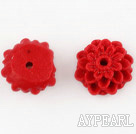 Cinnabar Beads,8mm chrysanthemum,Red,Sold by each.