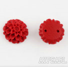 Cinnabar Beads,12mm chrysanthemum,Red,Sold by each.