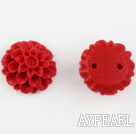 Cinnabar Beads,16mm chrysanthemum,Red,Sold by each.