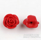 Cinnabar Beads,14mm rose,Red,Sold by each.