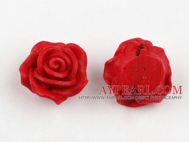 Cinnabar Beads,20mm rose,Red,Sold by each.