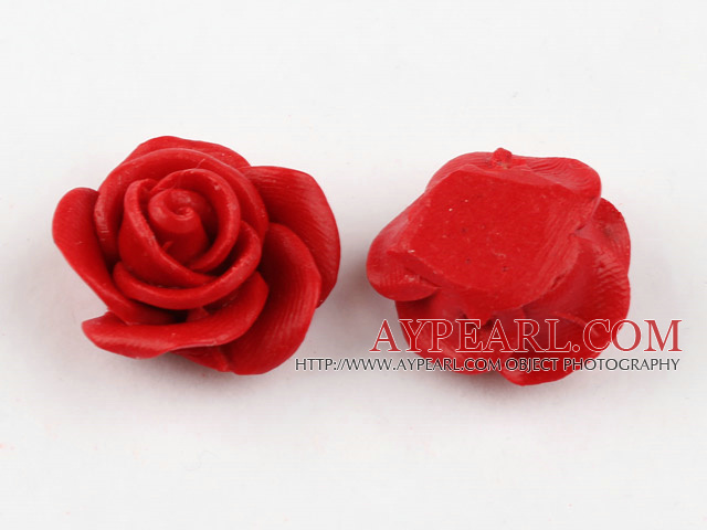 Cinnabar Beads,18mm rose,Red,Sold by each.