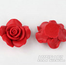 Cinnabar Beads,30mm rose,Red,Sold by each.