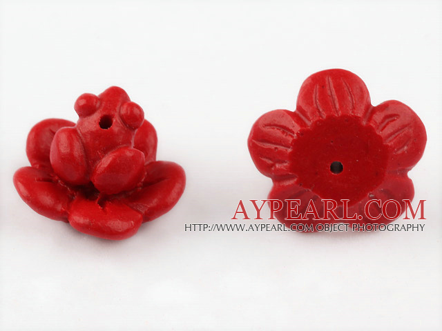 Cinnabar Beads,25mm frog,Red,Sold by each.