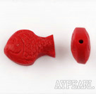 Cinnabar Beads,8*12*18mm fish,Red,Sold by each.