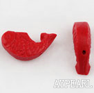 Cinnabar Beads,10*20mm fish,Red,Sold by each.
