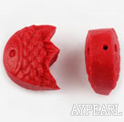 Cinnabar Beads,10*15*18mm fish,Red,Sold by each.