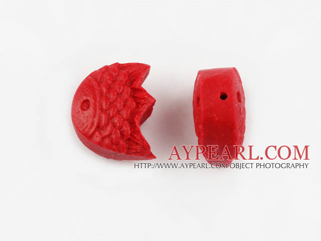Cinnabar Beads,10*15*18mm fish,Red,Sold by each.