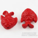 Cinnabar Beads,2*20*25mm fish,Red,Sold by each.