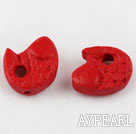Cinnabar Beads,,16mm fish,Red,Sold by each.
