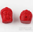 Cinnabar Beads,18mm Bodhisattva ,Red,Sold by each.