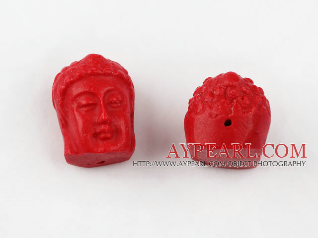 Cinnabar Beads,18mm Bodhisattva ,Red,Sold by each.