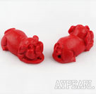 Cinnabar Beads,14*28mm fat pig,Red,Sold by each.