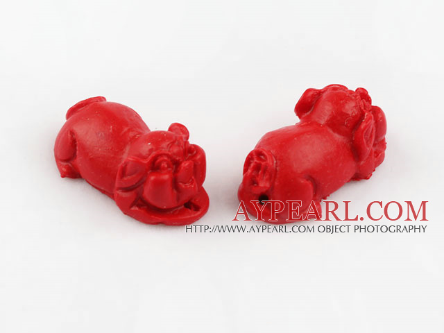 Cinnabar Beads,14*28mm fat pig,Red,Sold by each.