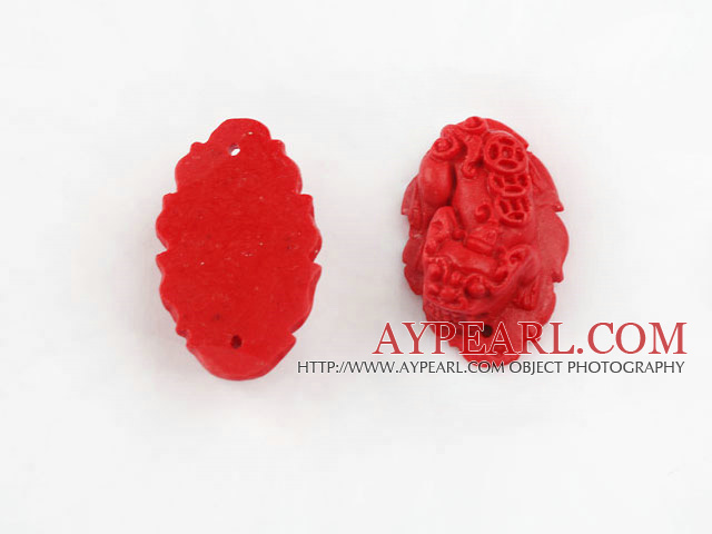 Cinnabar pendant,10*20*30mm mythical wild animal,Red,Sold by each.