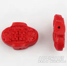 Cinnabar pendant,6*6*18mm flat lantern,Red,Sold by each.