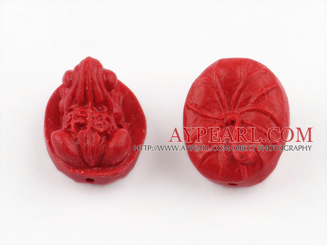 Cinnabar pendant,4*26mm frog,Red,Sold by each.