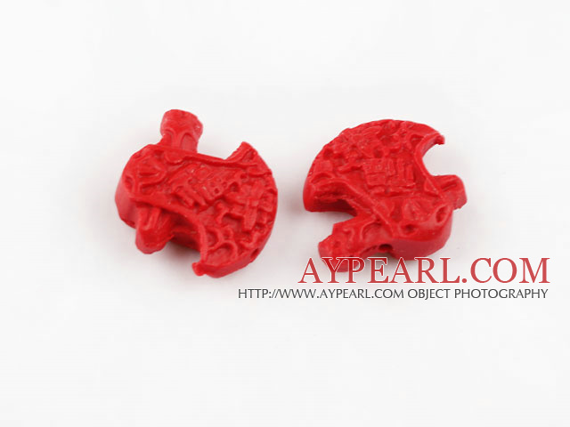 Cinnabar beads,20mm ax,Red,Sold by each.