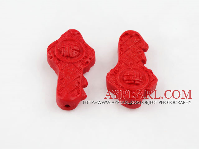 Cinnabar beads,6*14*30mm key,Red,Sold by each.