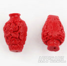 Cinnabar beads,18*25mm vase,Red,Sold by each.