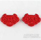 Cinnabar beads,8*18*20 mm longevity lock,Red,Sold by each.