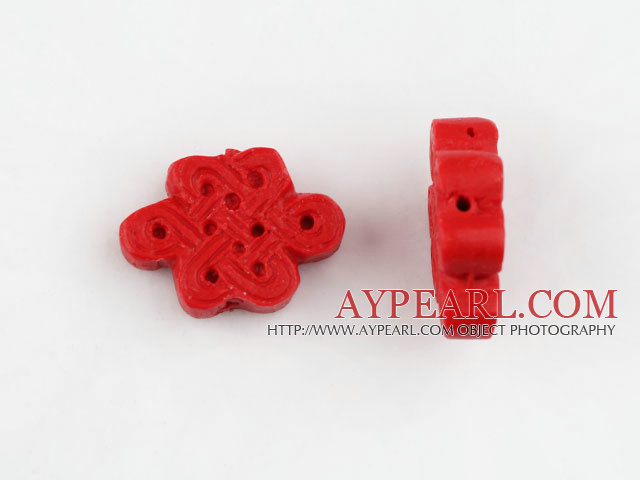 Cinnabar beads,6*20*30mm Chinese knot,Red,Sold by each.