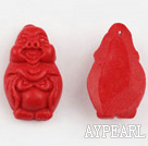 Cinnabar beads,6*14*25mm piggie,Red,Sold by each.