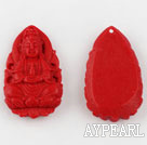 Cinnabar beads,6*18*30mm Kwan-yin,Red,Sold by each.