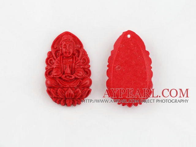 Cinnabar beads,8*20*35mm Kwan-yin,Red,Sold by each.