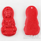 Cinnabar beads,6*24*45mm Kwan-yin,Red,Sold by each.