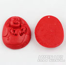 Cinnabar beads,30*38mm Buddha,Red,Sold by each.