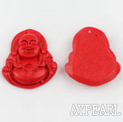Cinnabar beads,35*45mm Buddha,Red,Sold by each.