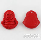 Cinnabar beads,24*26mm Buddha,Red,Sold by each.