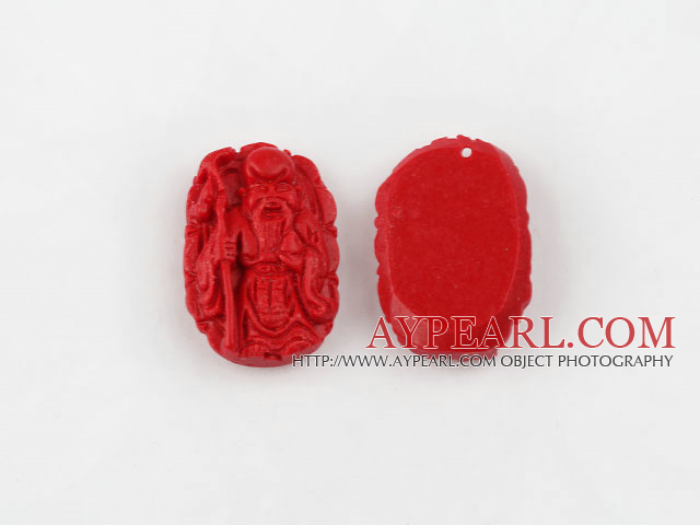Cinnabar beads,6*20*30mm god of longevity,Red,Sold by each.