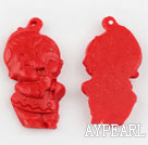 Cinnabar Beads,18*40mm lucky boy,Red,Sold by each.